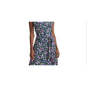 Ralph Lauren Women's Color Block Short Sleeve Jewel Neck Above the Knee Body Con Dress Blue Size 2